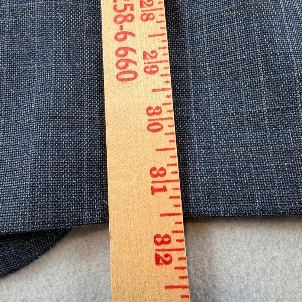 Jos A Bank Joseph Mens 44R Blue Gray Plaid Wool Silk Sport Coat Blazer